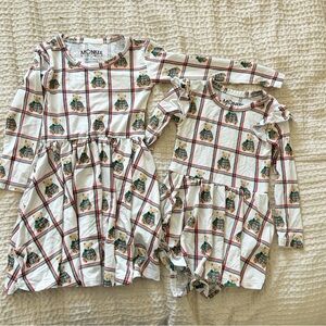 Monkee Roos Bamboo Christmas Matching Sister‎ Set 3T & 12-18m